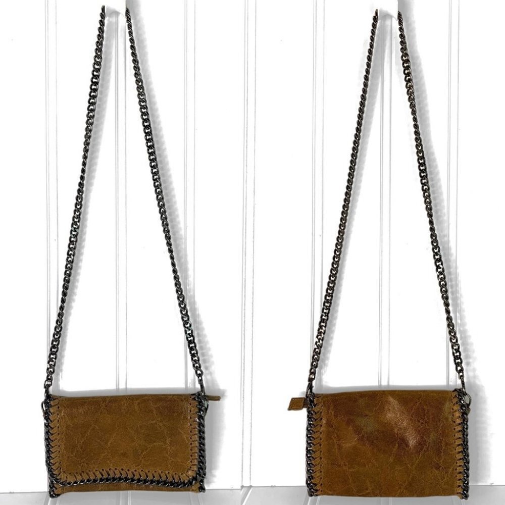 Borse in Pelle designer brown genuine leather  long metallic chain womens…